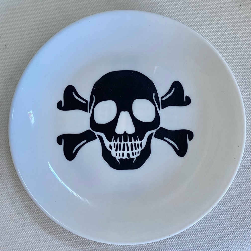 3 Skull Crossbones Black White Halloween Glass Salad Plate Target Made By Design